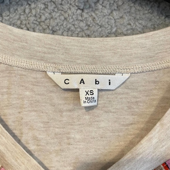 Cabi Aztec Print Silk Front Long Sleeve Top Oatmeal 768 - XS - Picture 3 of 8